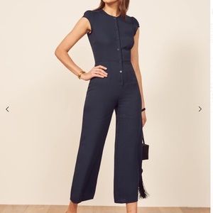 Reformation • Navy Blue Marina Wide Leg Jumpsuit